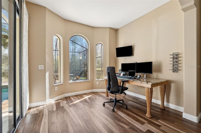 office area featuring wood-type flooring