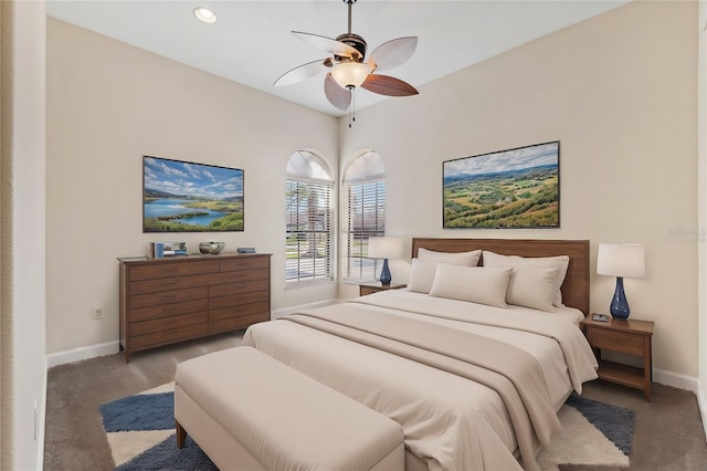20200 Lace Cascade Rd, Land O Lakes, FL 34637 - carpeted bedroom featuring baseboards, ceiling fan, and recessed lighting