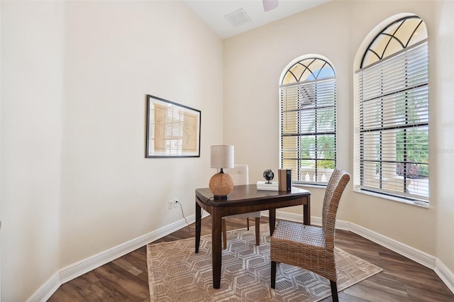 20200 Lace Cascade Rd, Land O Lakes, FL 34637 - office area with dark wood-style flooring and baseboards