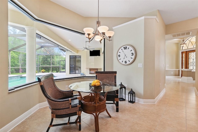 20200 Lace Cascade Rd, Land O Lakes, FL 34637 - tiled dining area with plenty of natural light, baseboards, and a chandelier