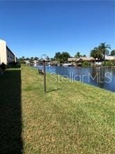 view of yard with a water view