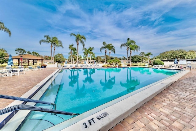 view of pool featuring a patio