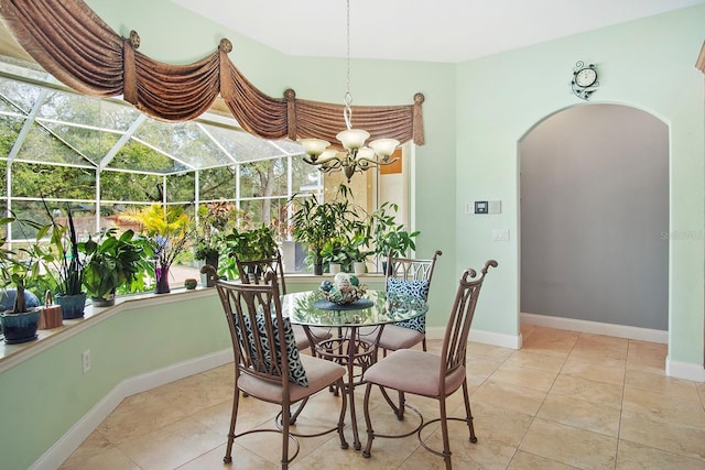 dining room featuring light tile patterned floors