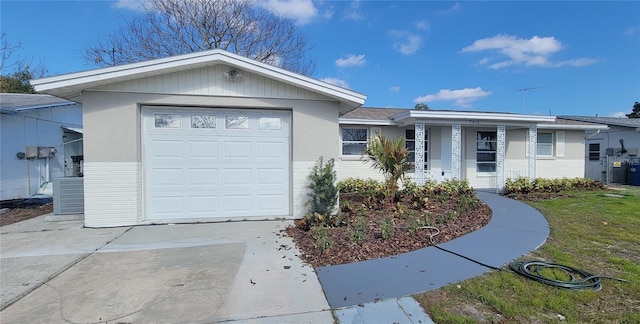 ranch-style home with a garage