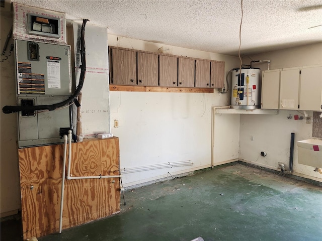 interior space with heating unit and water heater