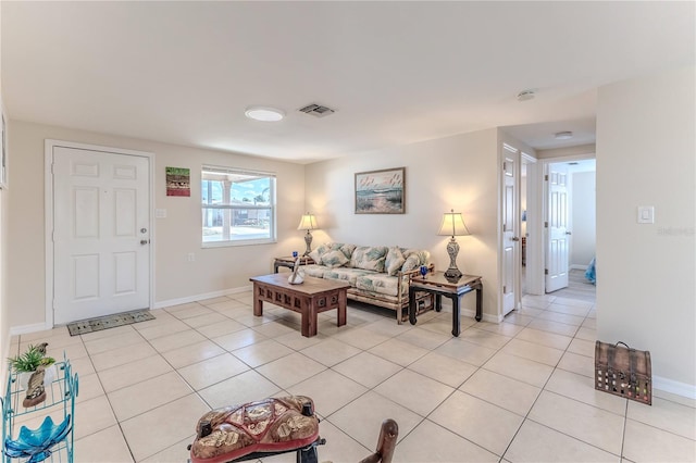 view of tiled living room