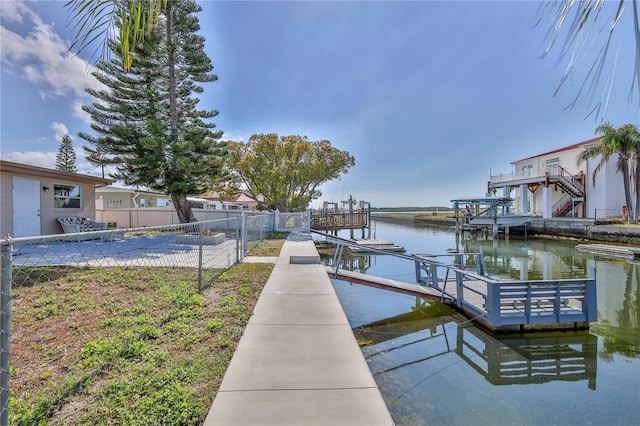 view of dock featuring a water view