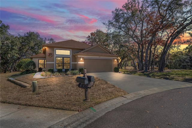 view of front of house with a garage