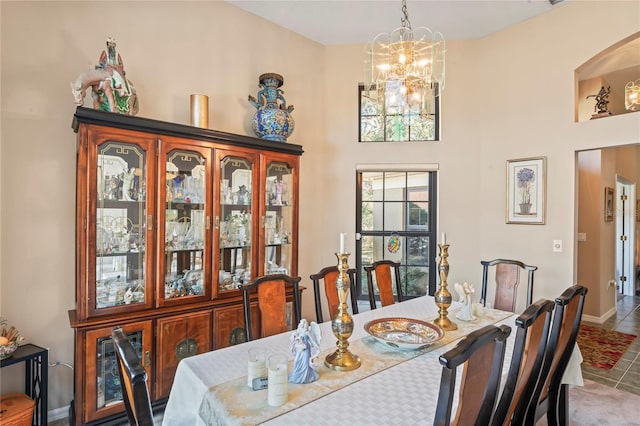 dining room with an inviting chandelier