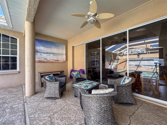 view of patio / terrace with outdoor lounge area and ceiling fan