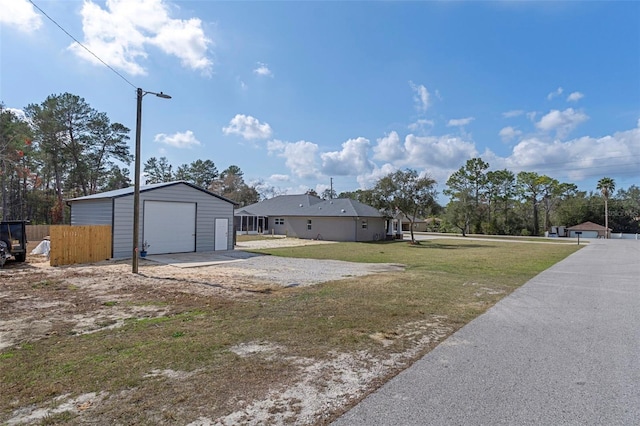 view of yard with a garage