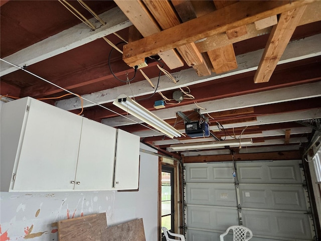 garage with a garage door opener