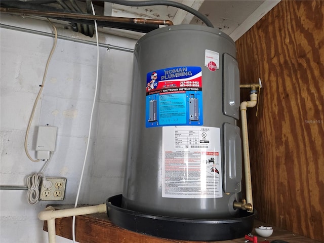 utility room featuring water heater