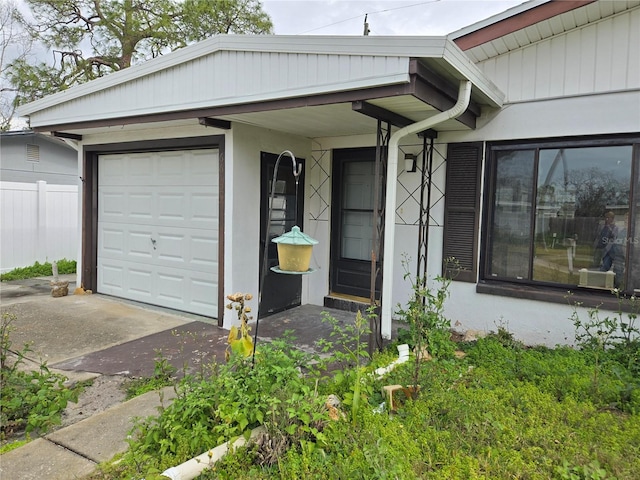 exterior space featuring a garage