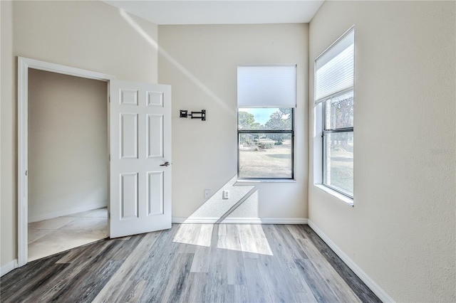 interior space with hardwood / wood-style floors