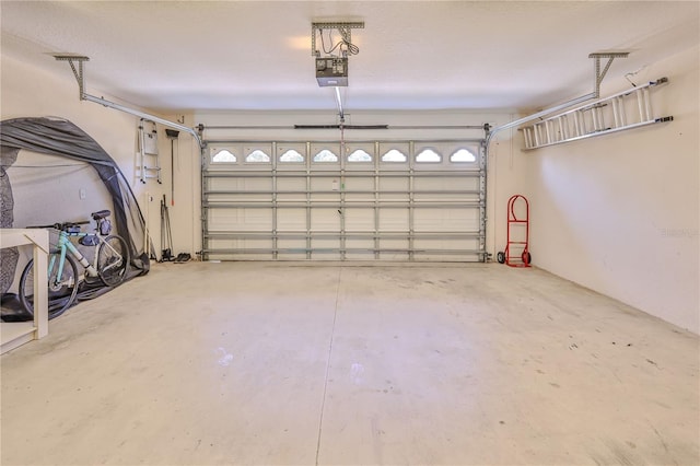 garage with a garage door opener