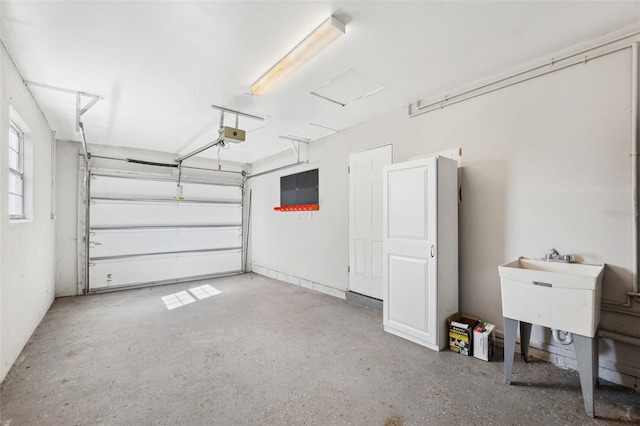 garage with a garage door opener