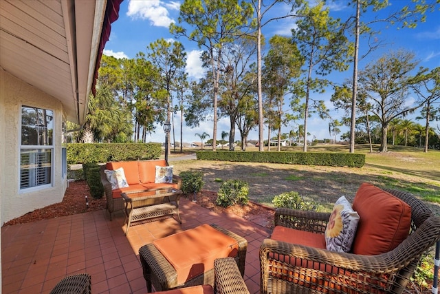 view of patio with an outdoor living space