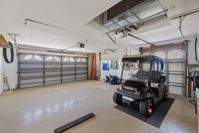 garage with a garage door opener