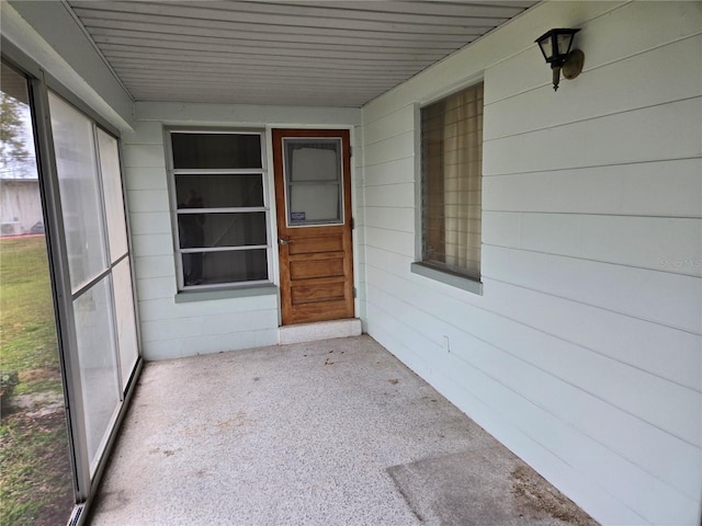 view of unfurnished sunroom