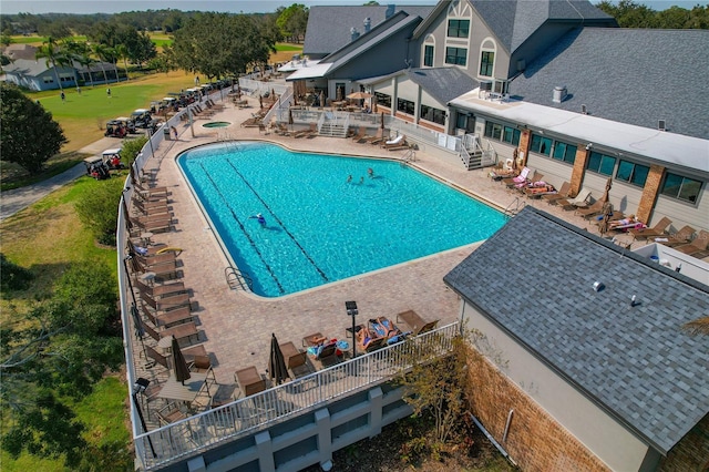 view of pool featuring a patio area