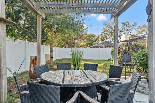 view of patio featuring a pergola