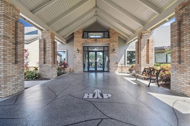 doorway to property featuring french doors