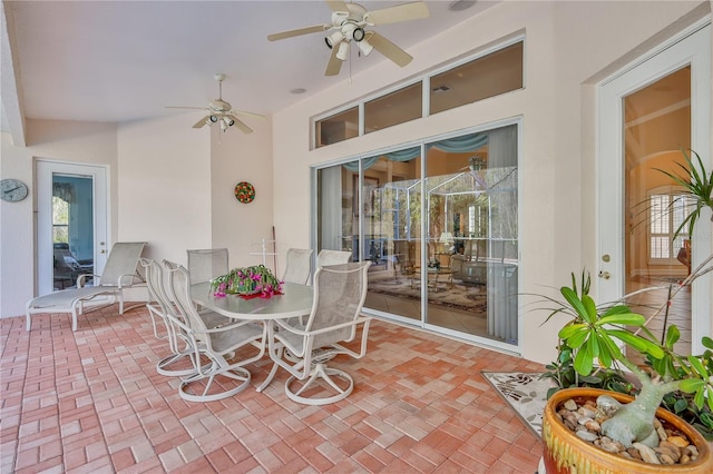 view of patio with ceiling fan