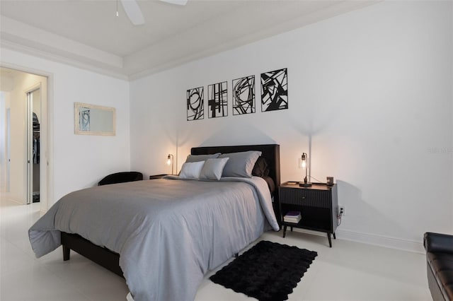 bedroom featuring ceiling fan