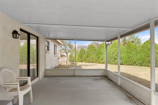 view of unfurnished sunroom