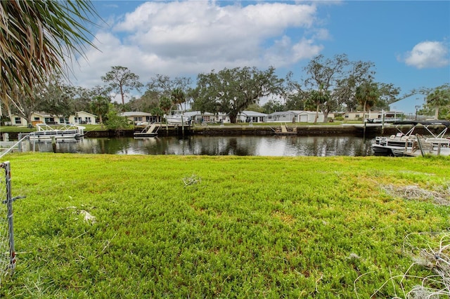 view of yard featuring a water view