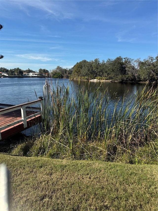 exterior space featuring a water view