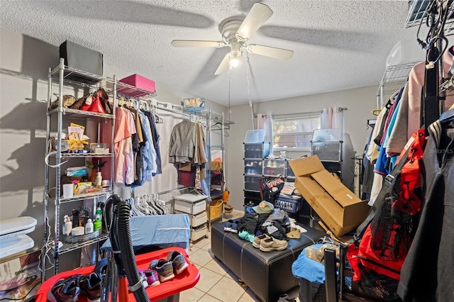 interior space with a ceiling fan