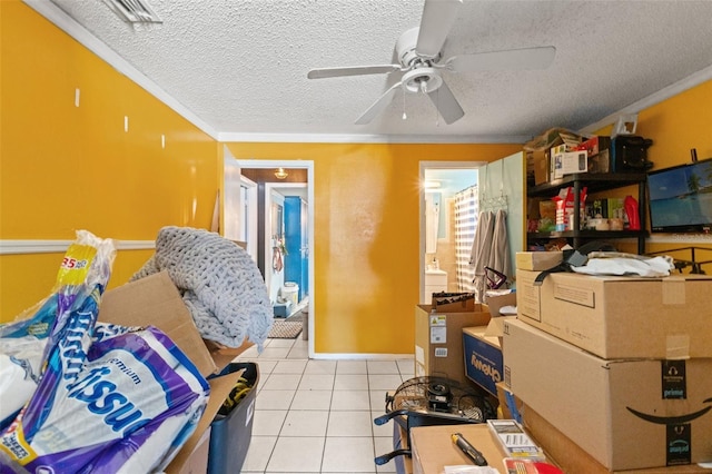 storage room with ceiling fan and visible vents