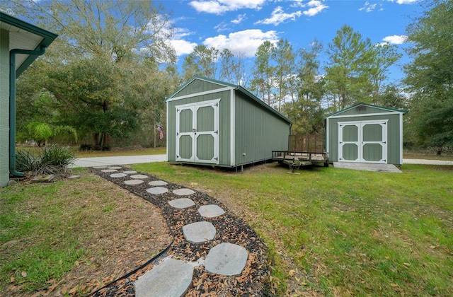 view of outdoor structure with a lawn