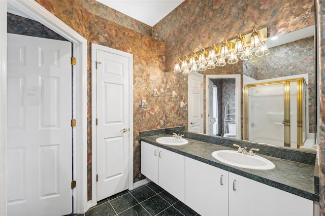 6112 Kinlock Ave, Spring Hill, FL 34608 - full bath with a shower stall and double vanity