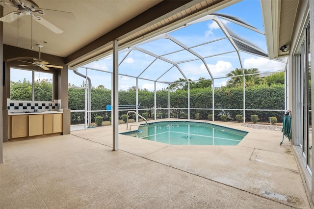 6112 Kinlock Ave, Spring Hill, FL 34608 - view of pool with ceiling fan, a patio area, and a lanai