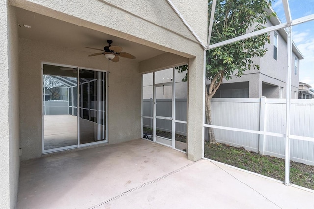 view of patio with ceiling fan