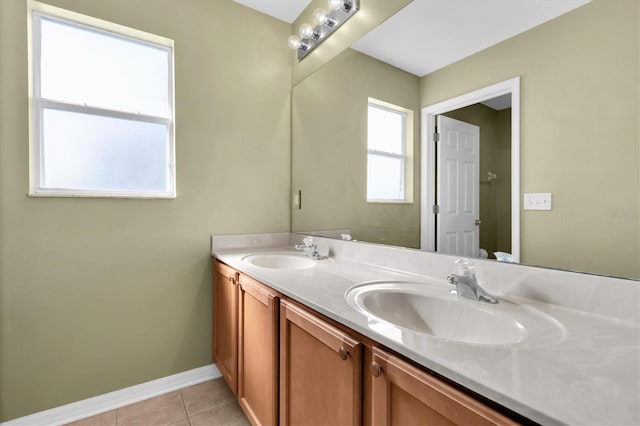 bathroom featuring vanity and tile patterned floors