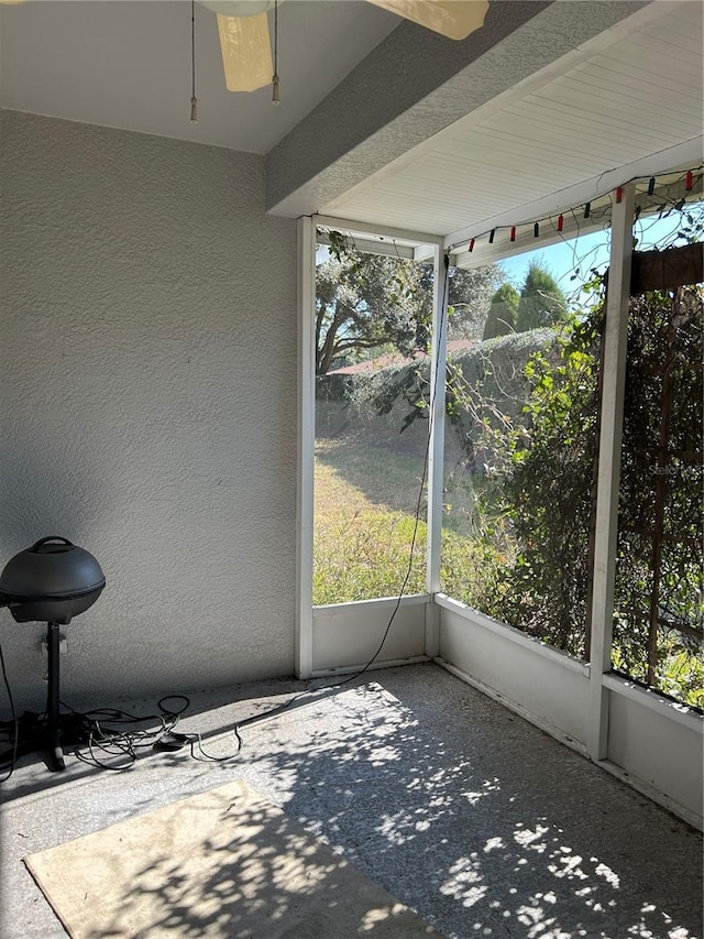 view of unfurnished sunroom