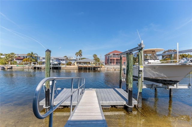 view of dock featuring a water view