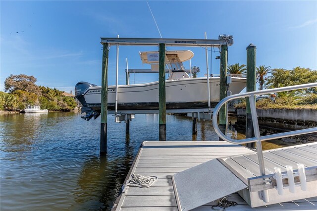 view of dock featuring a water view