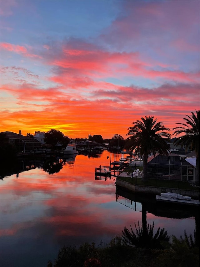 property view of water featuring a dock