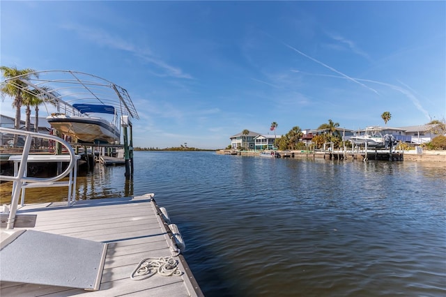 view of dock featuring a water view