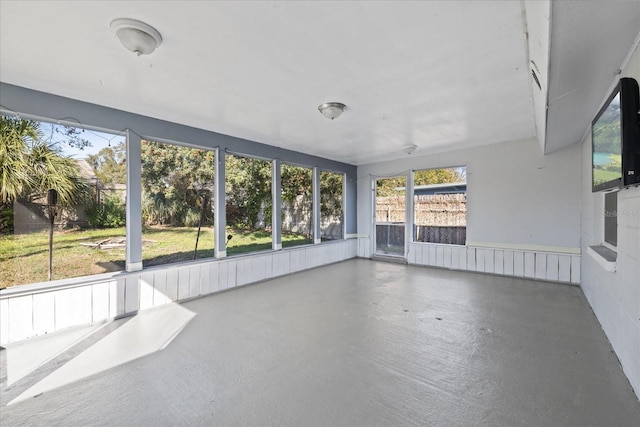 view of unfurnished sunroom