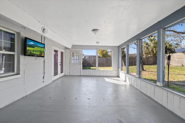 view of unfurnished sunroom