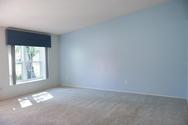 carpeted spare room with a textured ceiling