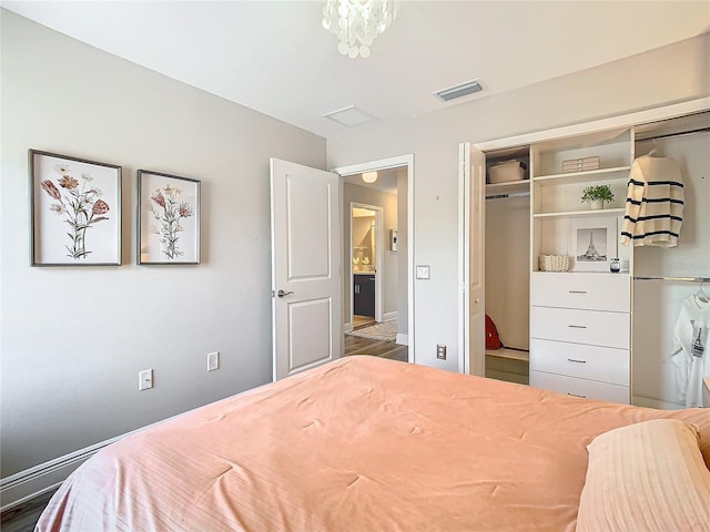 bedroom featuring a closet