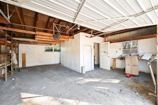 garage with a garage door opener