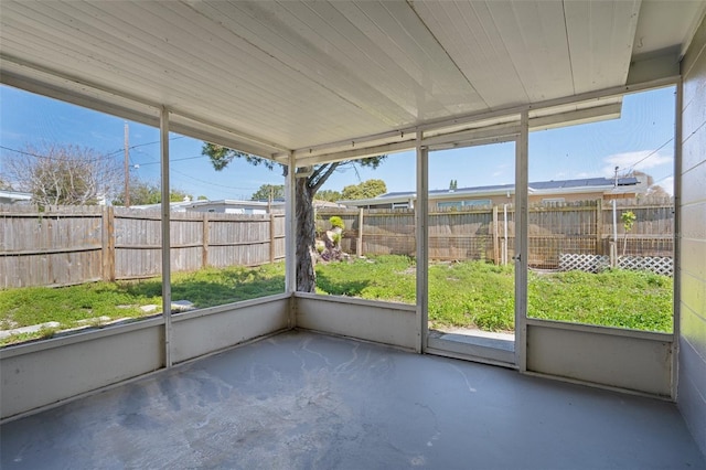 view of unfurnished sunroom